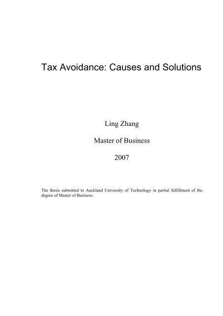 Tax Avoidance Causes And Solutions Scholarly Commons …