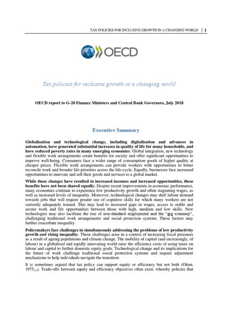 Tax Policies for Inclusive Growth in a Changing World - OECD