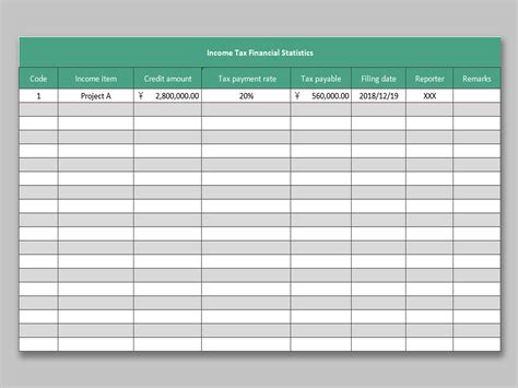 Tax Spreadsheet Template