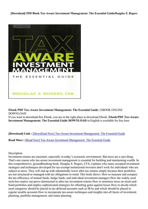 Full Download Taxaware Investment Management By Douglas S Rogers
