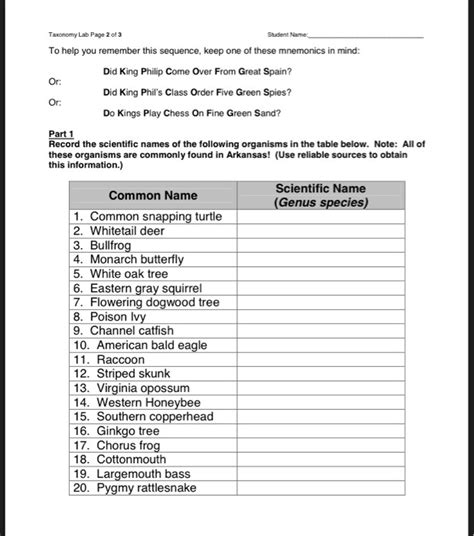 Taxonomy Lab Answers