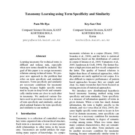 Taxonomy Learning using Term Specificity and Similarity - ACL …