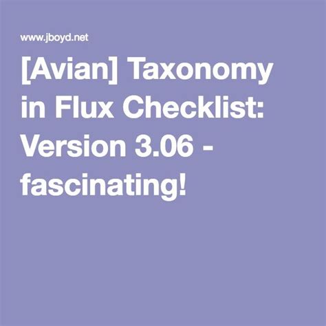 Taxonomy in Flux Checklist: Version 3.08