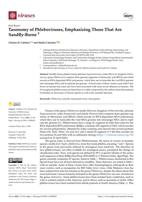 Taxonomy of Phleboviruses, Emphasizing Those That Are …