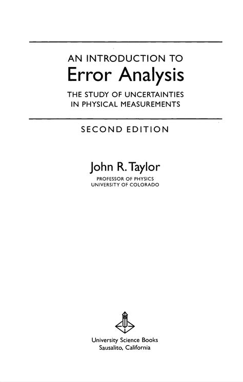 Taylor J R Introduction To Error Analysis 2ed Free Download Borrow And Streaming Internet Archive