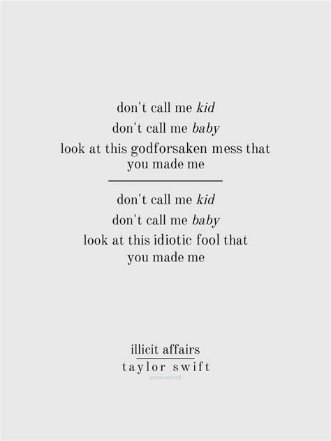 Taylor swift illicit affairs lyrics. Conclusion. “illicit affairs” is a vulnerable and introspective glimpse into the complexities of forbidden relationships. Taylor Swift’s ability to articulate the emotions and intricacies of these entangled affairs leaves listeners mesmerized and captivated. Through her lyrics, she creates a universal understanding and empathy for those ... 