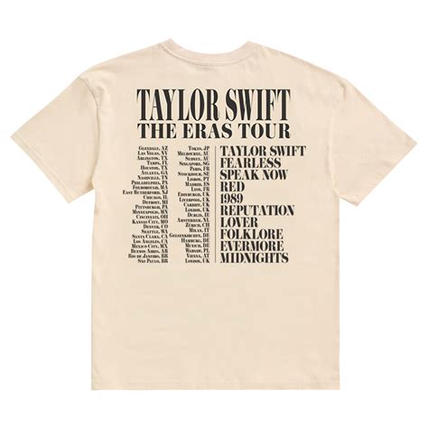 Taylor swift official merchandise. Taylor Swift The Eras Tour White T-Shirt, Australia. $65.00. Shop the Official Taylor Swift AU store for exclusive Taylor Swift products. 