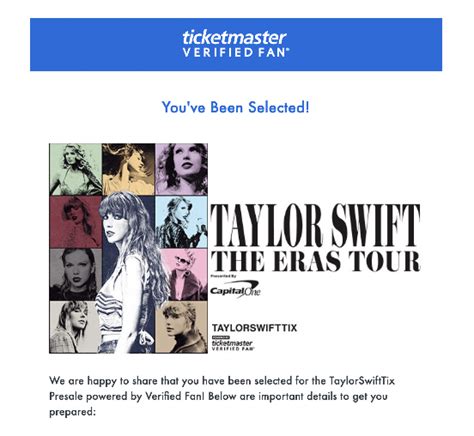 Taylor swift registration ticketmaster. Ticketmaster’s Verified Fans was set up to offer a service to fans that tries to eliminate ticket scalping. It works in three stages: 1. Registering with Ticketmaster. The first step is to put your name forward to become a verified fan. You need to say you are interested in going to the event. 2. 