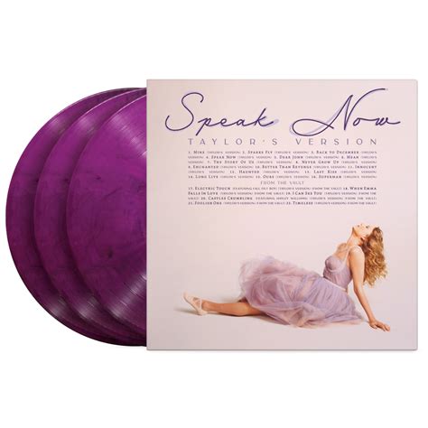 Taylor swift speak now taylors version vinyl. Jul 7, 2023 · No worries, because Speak Now (Taylor’s Version) also has a CD version with all 22 original reworked songs from the 2010 album and 6 Songs From The Vault. Both albums will be released on July 7 ... 