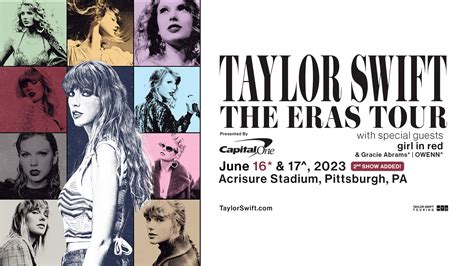 Taylor swift tickets pittsburgh june 17. Saturday, June 17, 2023: Pittsburgh, PA: Acrisure Stadium: Friday, June 23, 2023: Minneapolis, MN: ... Due to unprecedented demand for tickets to Taylor Swift | The ... 