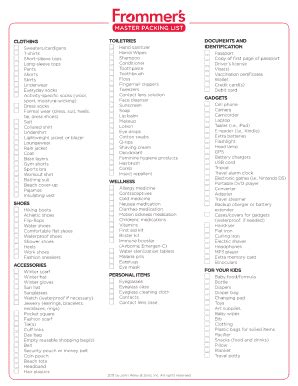 Tbs Packing List