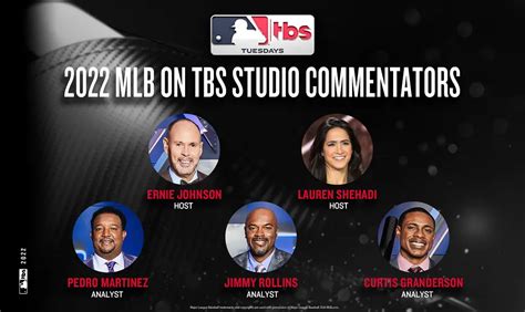 Apr 6, 2022 · On Wednesday, Turner Sports announced their lineup of broadcasters for the 2022 MLB season, featuring many familiar names. The primary play by play broadcasters for the new Tuesday... . 