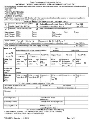 Tceq Backflow Test Form Fill Out and Sign Printable PDF Template