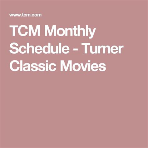 U.S. Programming Schedule for TCM (Turne