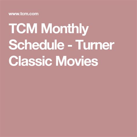 Tcm monthly movie schedule. Find TCM's full month schedule and learn what classic movies will be airing on Turner Classic Movies. A printable schedule organized for the current month's programming is also available here. TCM Monthly Schedule - View the Full TCM TV Schedule - Turner Classic Movies 
