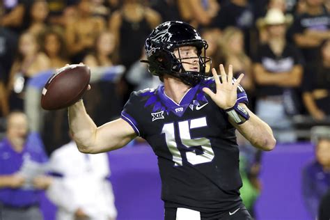 Updated Nov. 27, 2022 1:56 a.m. ET. share. Tre’Vius Hodges-Tomlinson, Max Duggan and fourth-ranked TCU can now look forward to the Big 12 championship game since that is …. 