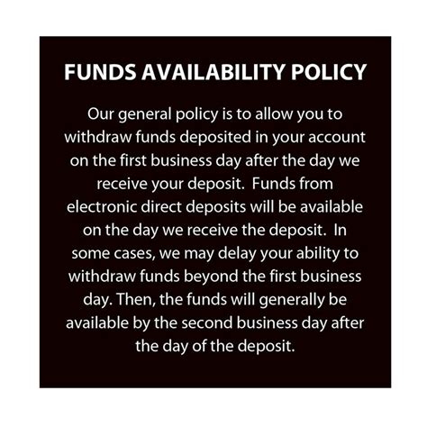 2 Deposits follow our Funds Availability Policy. 3 When items are presented for payment that result in your available Account balance being overdrawn by more than $50, Overdraft Grace provides you with an opportunity to receive refunds for overdraft fees if your available Account balance is at least $0, inclusive of any pending or posted items ... . 