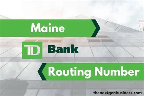 The TD Bank routing/ABA numbers are listed below. These numbers are sometimes called transit numbers. Connecticut: 011103093: Florida: 067014822: Maine: 211274450: Massachusetts/Rhode Island: 211370545: Metro DC/Maryland/Virginia: 054001725 
