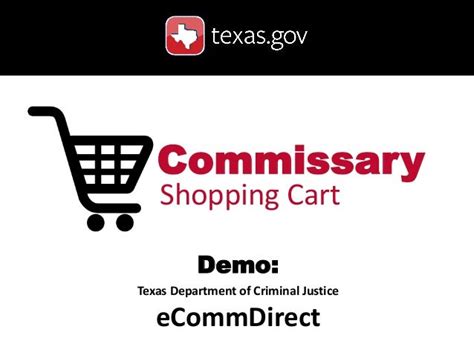 The Commissary Distribution Centers are responsible for the procurement, storage and distribution of merchandise to commissaries Statewide for resale to offenders and employees. The primary distribution center is located in Huntsville. A regional distribution center is located in Snyder and a proposed distribution center will be located in ... . 