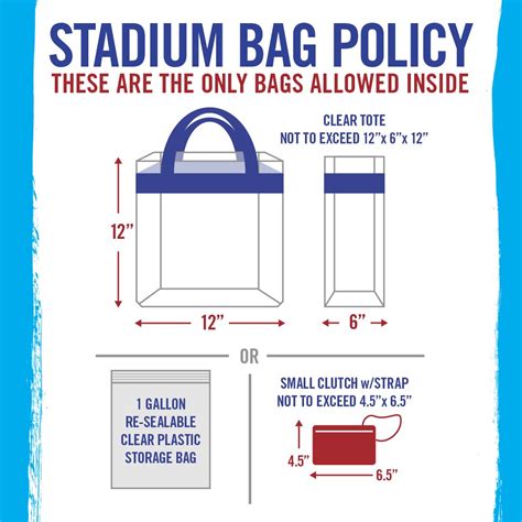 Tdecu stadium bag policy. • Clear Bags that are equal to or smaller than 12 x 6 x 12 • Clear plastic freezer bags that are 1 gallon size or smaller • Small clutches / wristlets that are 9 x 6 are permitted and do not need to be clear • Diaper and medical bags accompanied by the Guest using them. All bags are subject to search. Bag Policy may vary by show. 
