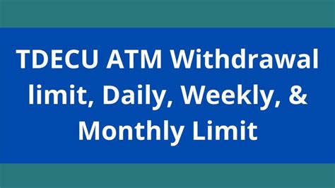 The limit for maximum withdrawal from ATMs differs from bank to bank. Are there withdrawal limits at a Green Machine ATM? To efficiently handle your requests, we ask that you call our central number . Dispute an incorrect transaction on your TDECU account. You must be over 18 years of age and a member in good standing. We're here to help! All ...