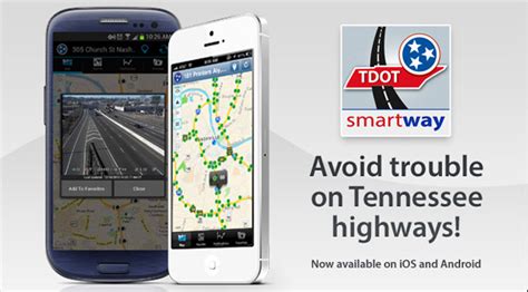 The home screen for the TDOT SmartWay App is a map, which will locat