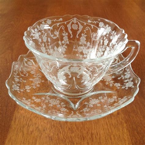 Tea Cup and Saucer Clear Glass - Etsy