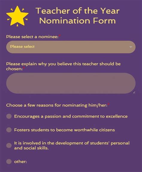 Teacher/Staff of The Year Nomination Form FLITE