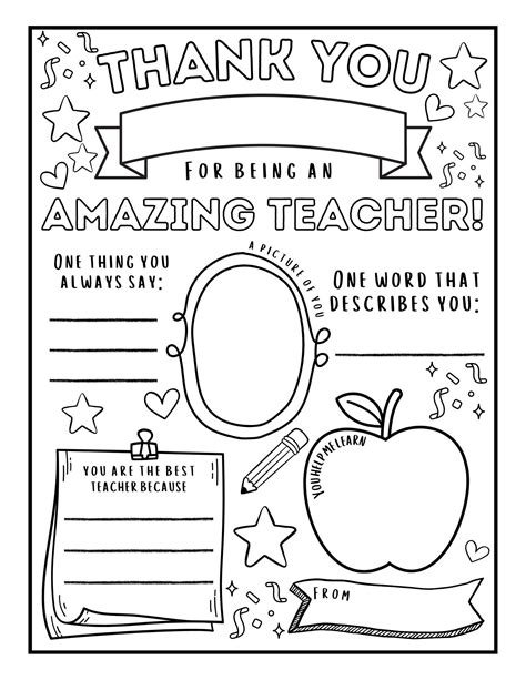 Teacher Appreciation Coloring Shee