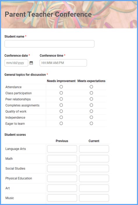 Teacher Form Template Formsite