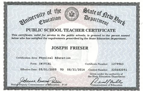 Teacher certifications. 