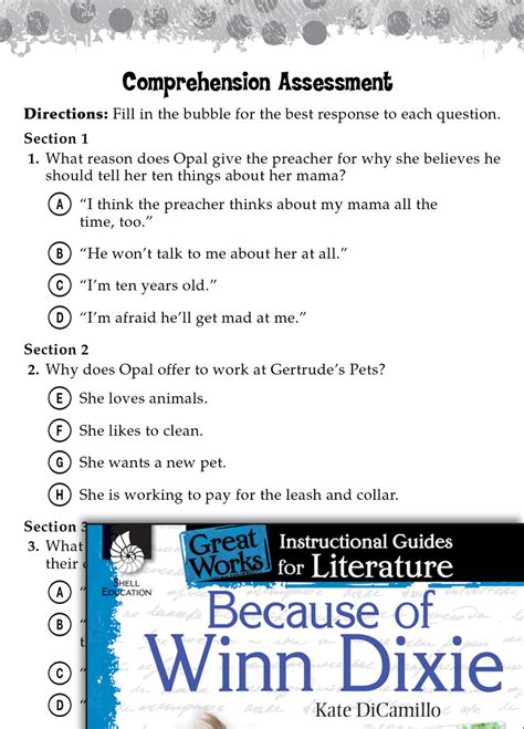 Teacher guide because winn dixie comprehension test. - Administrative support exam 5030 study guide.