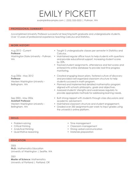 Teacher resumes. The Structure of a Preschool Teacher Resume. When organizing your resume sections, there are three general resume formats you can follow. These are the chronological format, which emphasizes work history, the functional format, which emphasizes skills, and the combination format, which emphasizes both. 