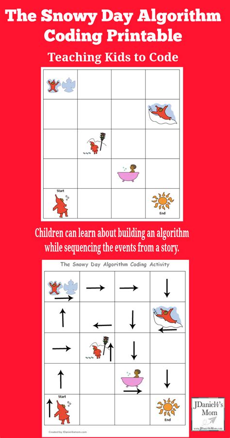 Teaching Kids to Code The Snowy Day Algorithm Coding Printable