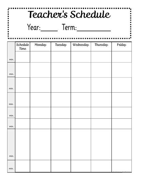 Teaching Schedule Template