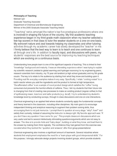 Teaching Statement Example 1 Teachers Scientific Method Free 30