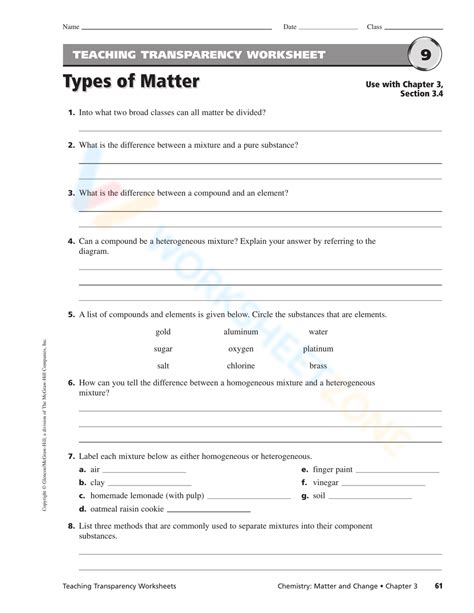 Teaching Transparency Chemistry Answer Key Chapter 19