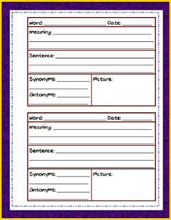 Teaching is My Game Vocabulary Journal