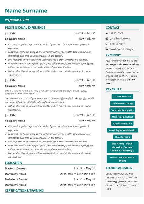 Teal ai resume. With the free Teal AI Resume Builder, harnessing the power of your volunteer experiences becomes more straightforward and strategic. With Teal, tailor your resume sections to highlight your most relevant experiences for each role you apply to, use the Drag-and-Drop Editor to structure your resume seamlessly, and get up-to-date guidance on how ... 