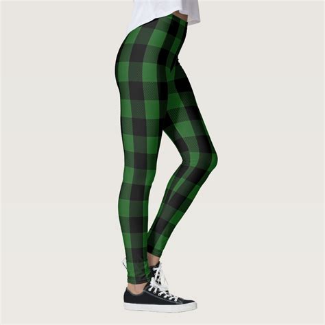 Teal and Black Buffalo Check Plaid Leggings Zazzle