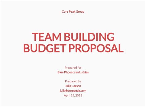 Team Building Workshop Proposal - D.V. Bernard