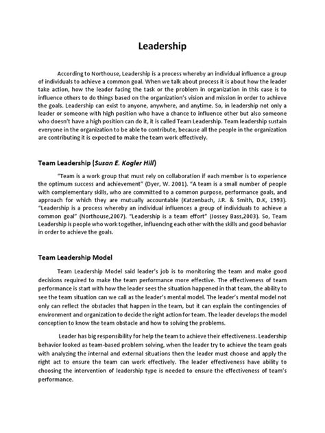 Team Leadership Model PDF Leadership Goal - Scribd