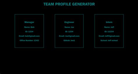 Team Profile Generator TeamProfileGenerator