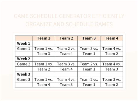 Team Schedule Generator Free