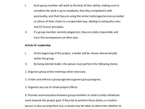 Team Work Contract for a PBL Approach