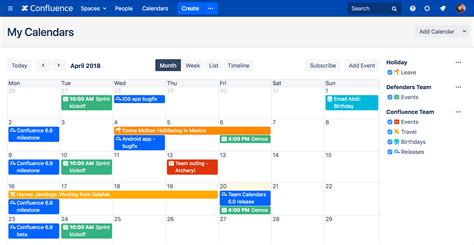 Team calendars. 12 Aug 2022 ... In this tutorial, you'll see a variety of features in Confluence and Coda. Knowing when your teammates are on vacation and upcoming ... 