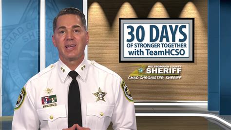 Jan 12, 2024 ... A veteran law enforcement officer, Sheriff Chad Chronister has served with the Hillsborough County Sheriff's Office for the past 31 years.