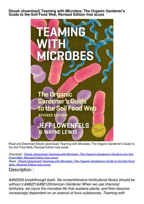 Teaming with microbes a gardeners guide to the soil food web by jeff lowenfels 2006 07 15. - The guitar cookbook the complete guide to rhythm melody harmony.