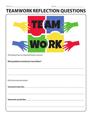 Teamwork Reflection Questions Worksheet Social
