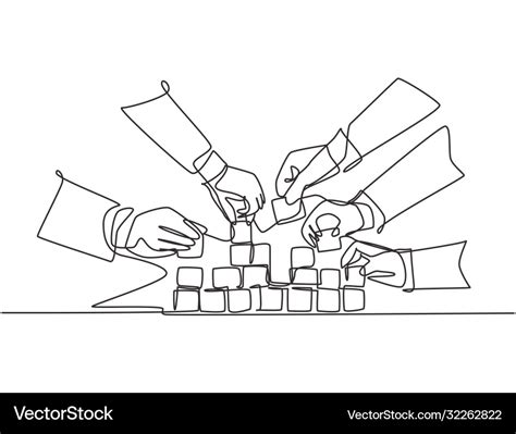 Teamwork concept single continuous line drawing Vector Image